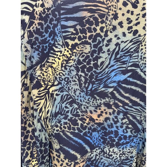 C&A Cocoon Cardigan Women One Size Dolman Sleeve Animal Print Green Blue Orange - Picture 7 of 10